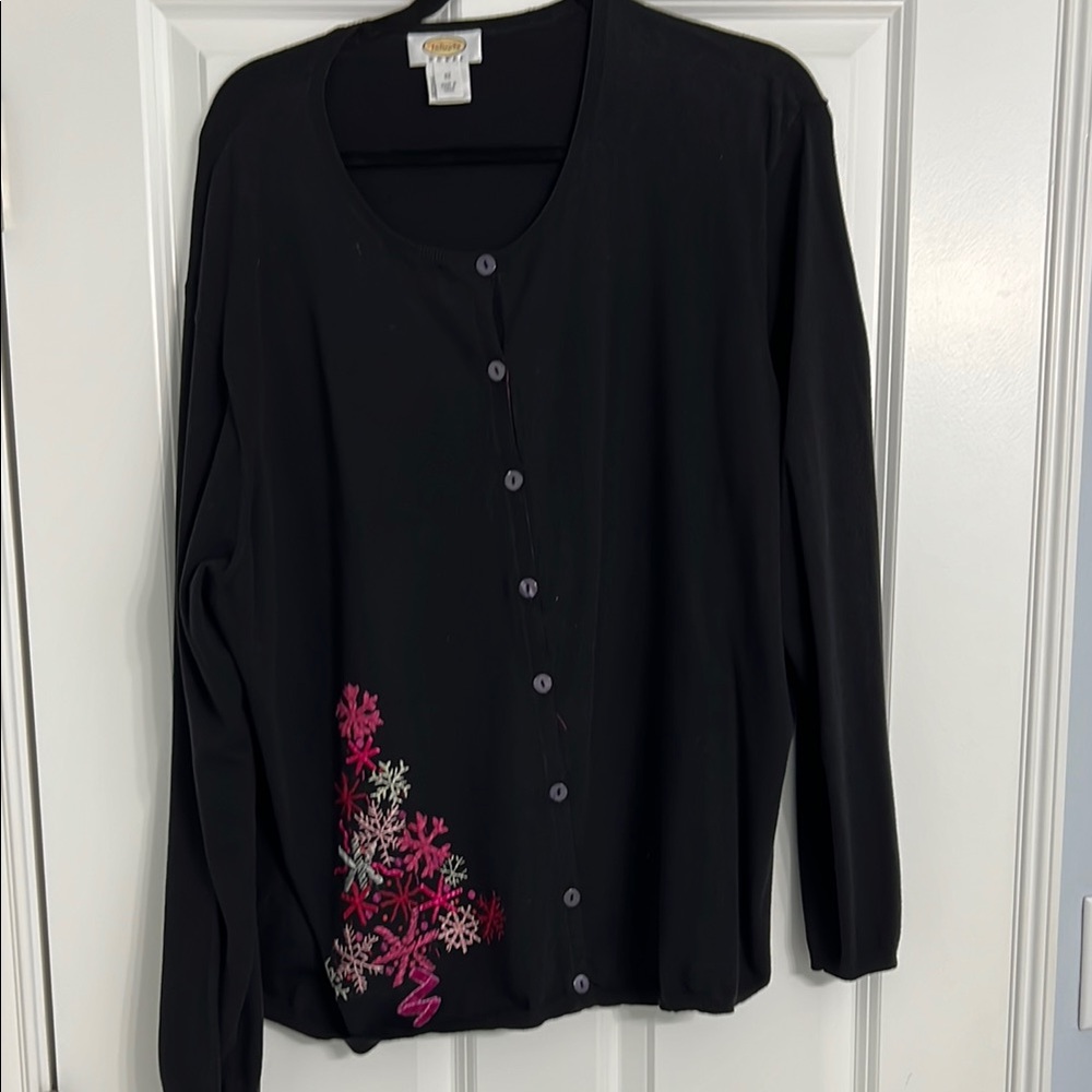 Talbots Cardigan with Floral Embroidery